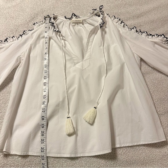 Ulla Johnson Amandine Cold Shoulder Poplin Blouse White Ruffle Peasant Top Boho - Picture 7 of 13